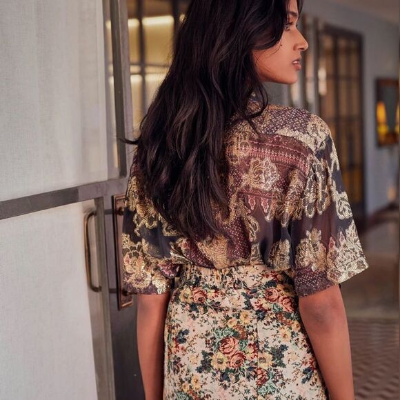 Hemant & Nandita Noor Chiffon Lurex Shirt - Picture 2 of 6